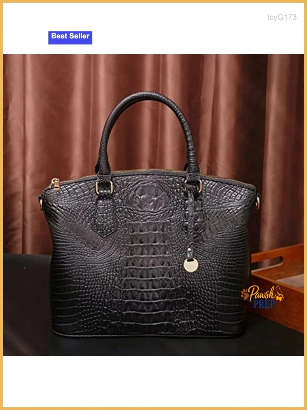 Crocodile Embossed Vegan Leather Satchel Purse with Shoulder Strap